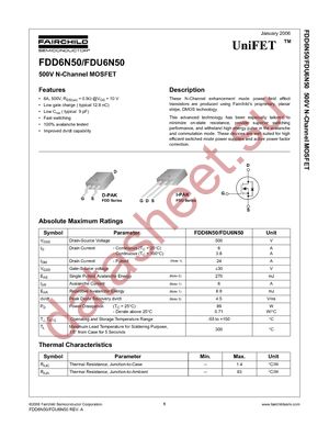 FDD6N50TF datasheet  